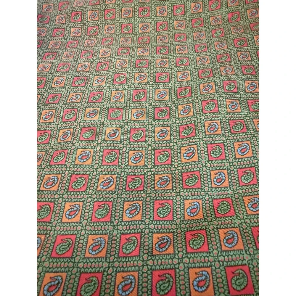Vtg Scarf Two Sided Reversible Silk Wool Green Paisley Fringe Unisex 50